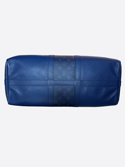 Louis Vuitton Blue Taigarama Monogram Keepall 50