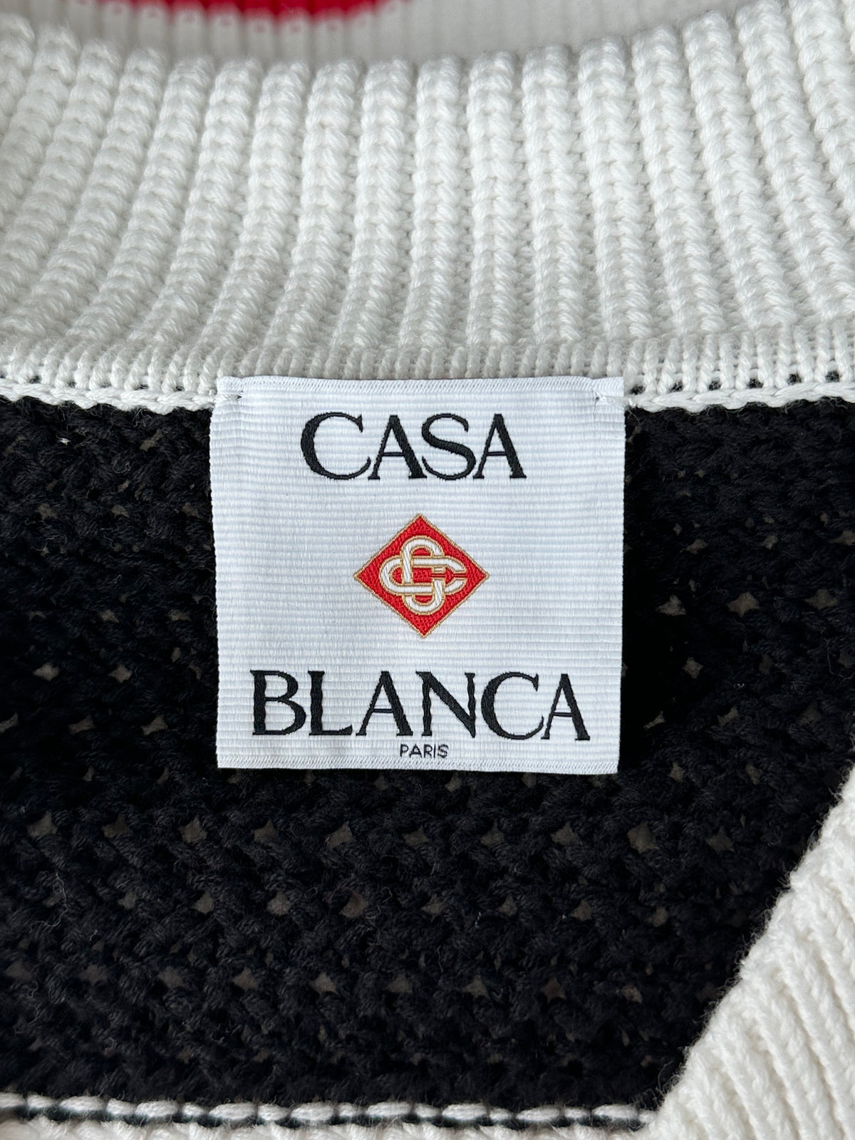 Casablanca White & Multicolor Striped Crochet Button Up Shirt