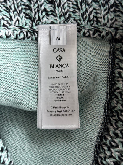 Casablanca Black, White & Blue Logo Patch Knit Shorts