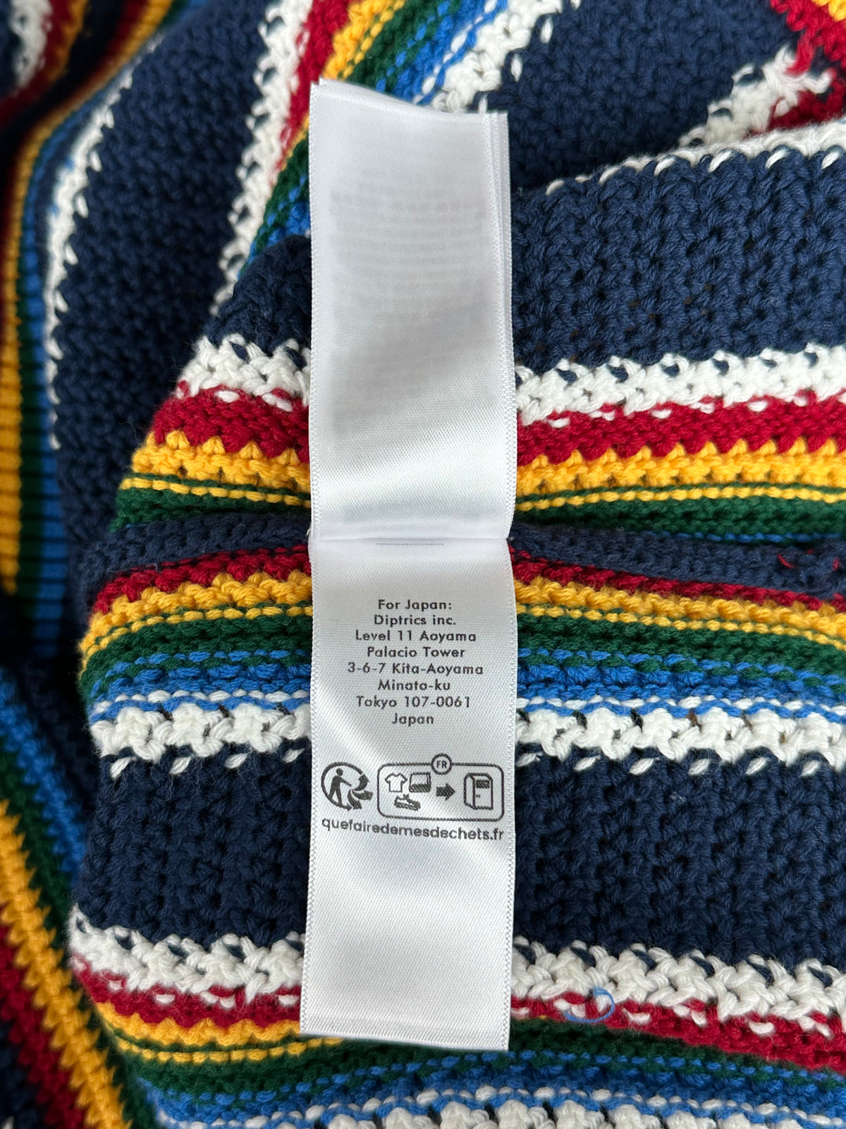 Casablanca Navy & Multicolor Striped Crochet Button Up Shirt