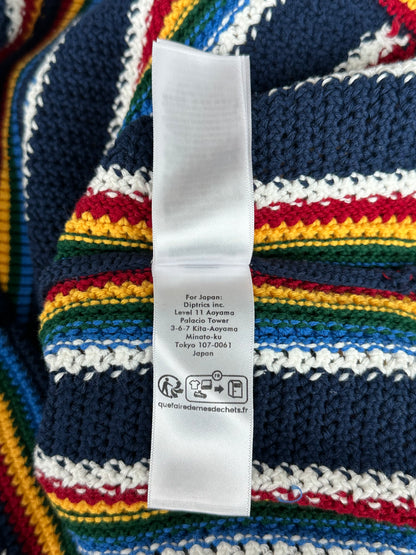 Casablanca Navy & Multicolor Striped Crochet Button Up Shirt