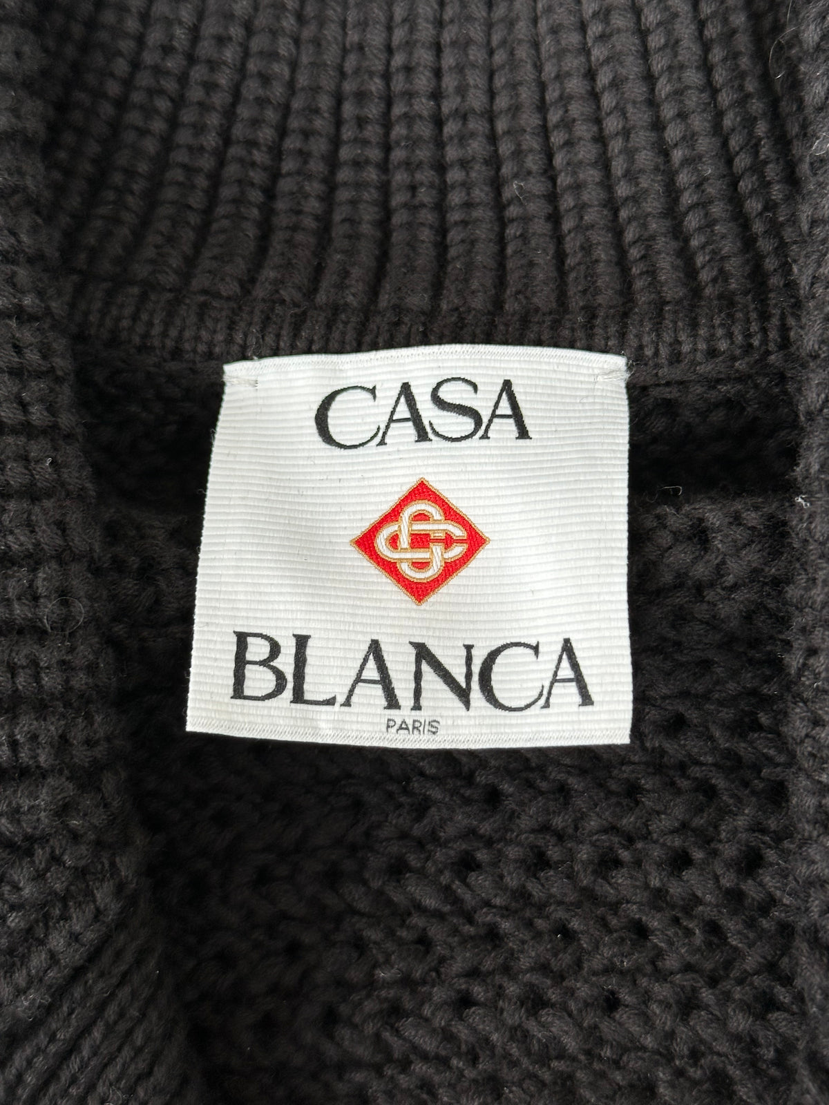 Casablanca Black, White & Black Embroidered Logo Crochet Button Up Shirt