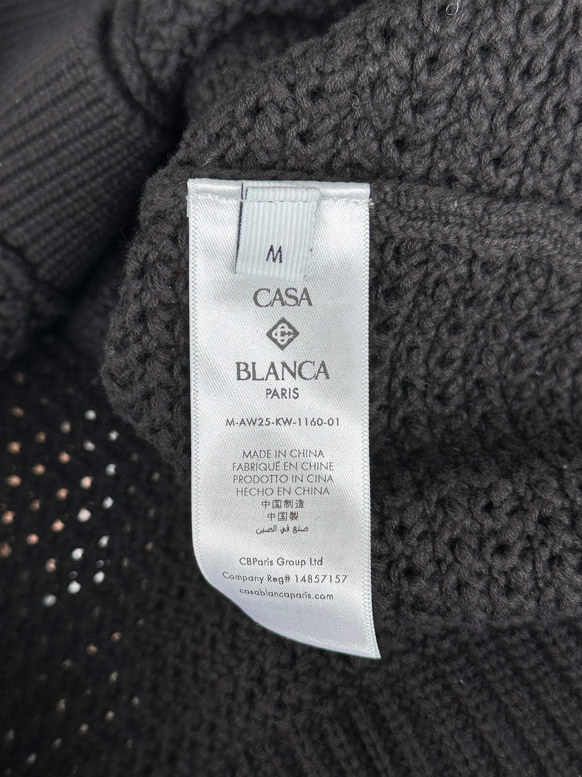 Casablanca Black, White & Black Embroidered Logo Crochet Button Up Shirt