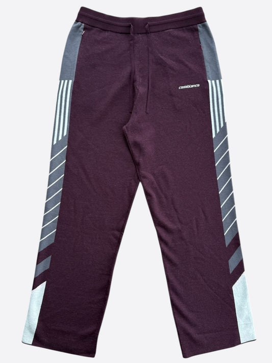 Casablanca Burgundy & Grey Striped Logo Sweatpants