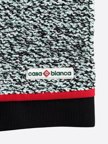 Casablanca Black, White & Blue Logo Patch Knit Shorts