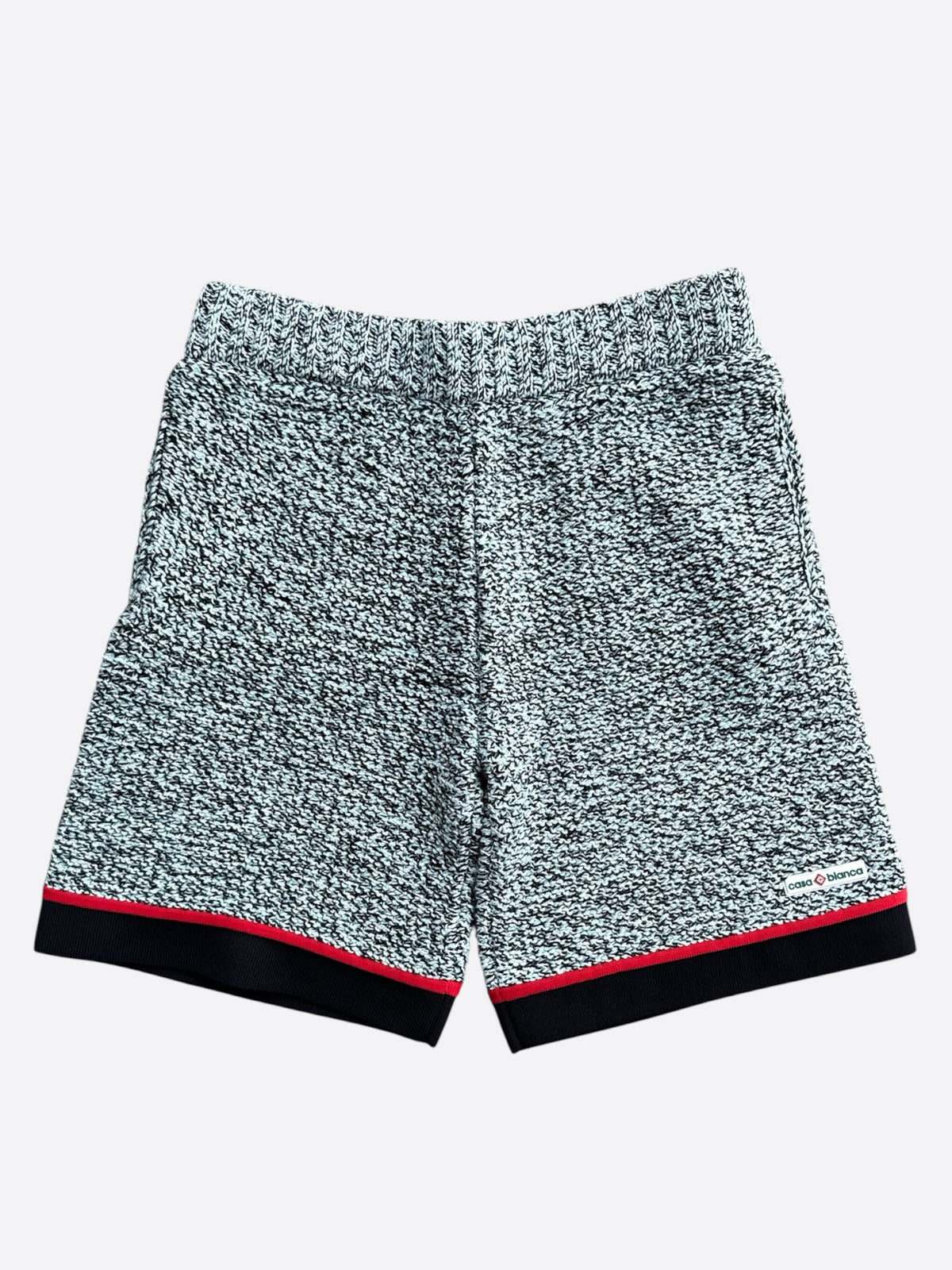 Casablanca Black, White & Blue Logo Patch Knit Shorts