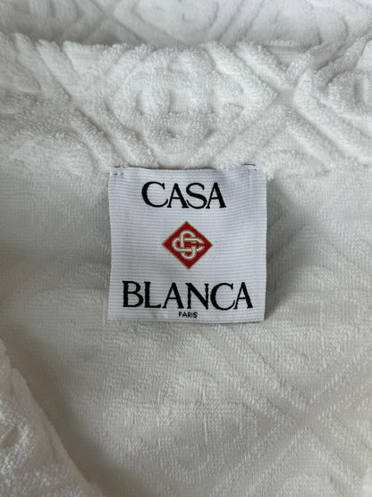 Casablanca White & Blue Jacquard Logo Towel Button Up Shirt