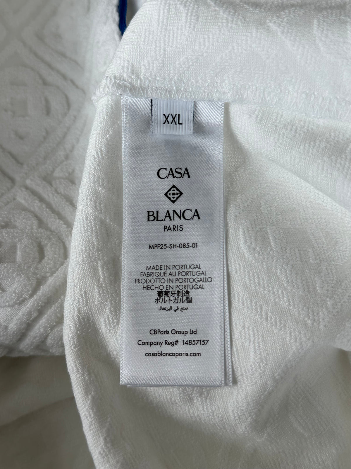 Casablanca White & Blue Jacquard Logo Towel Button Up Shirt