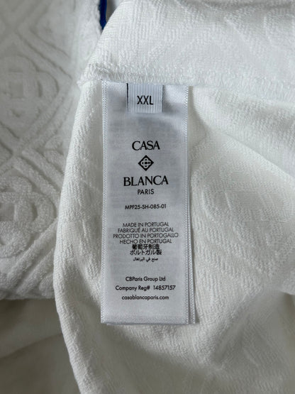 Casablanca White & Blue Jacquard Logo Towel Button Up Shirt