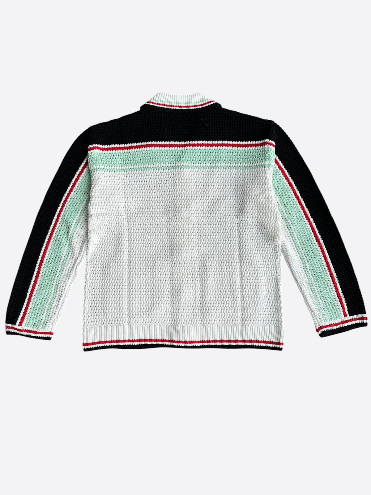 Casablanca White & Multicolor Striped Crochet Button Up Shirt