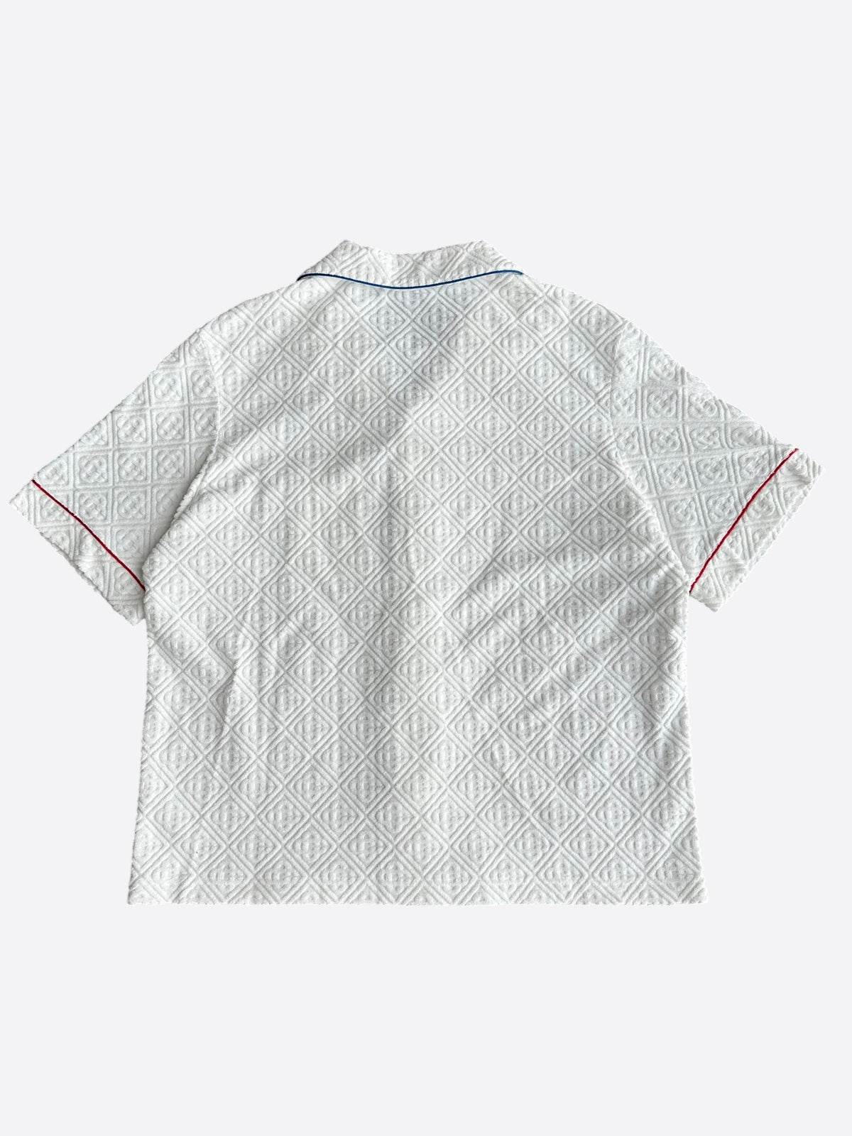 Casablanca White & Blue Jacquard Logo Towel Button Up Shirt