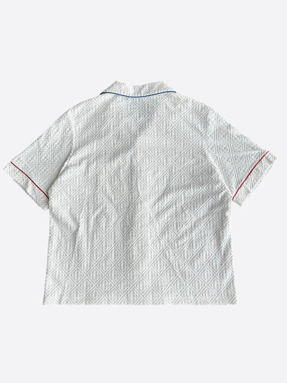 Casablanca White & Blue Jacquard Logo Towel Button Up Shirt