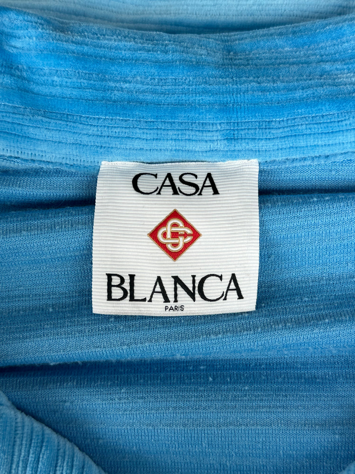 Casablanca Blue Striped Velour Button Up Shirt