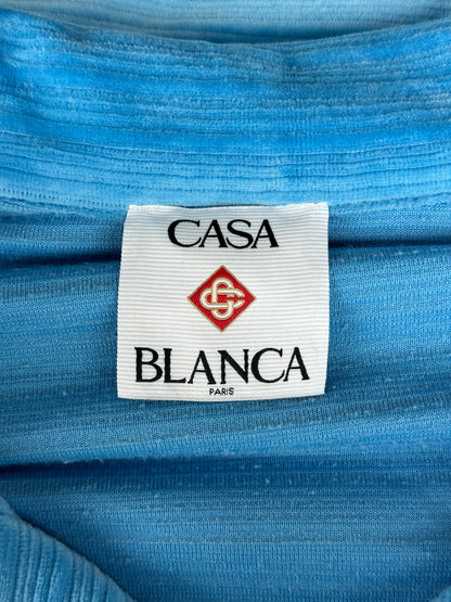 Casablanca Blue Striped Velour Button Up Shirt