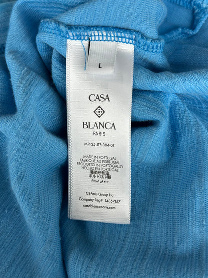 Casablanca Blue Striped Velour Button Up Shirt