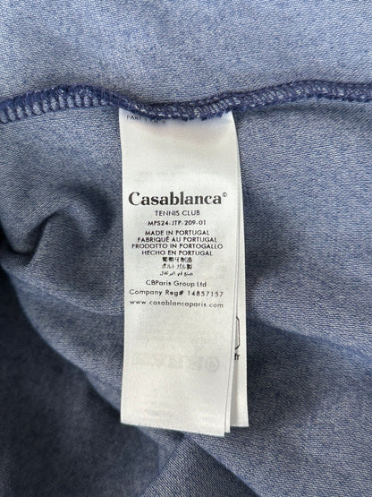 Casablanca Blue & White Floral Velour Button Up Shirt