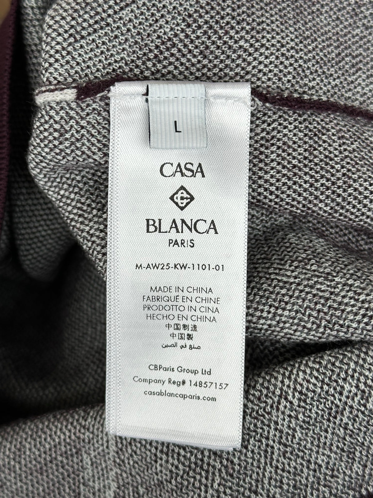 Casablanca Burgundy & Grey Striped Logo Polo T-Shirt