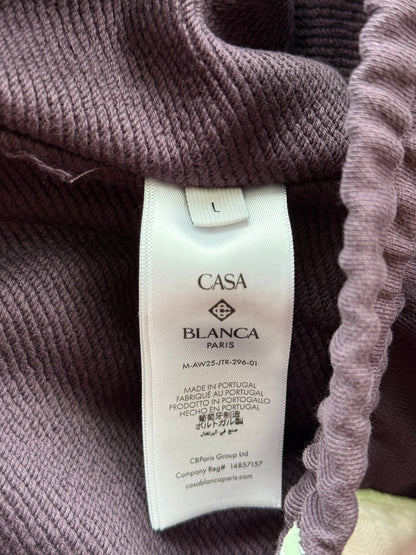 Casablanca Burgundy & White Floral Striped Sweatpants