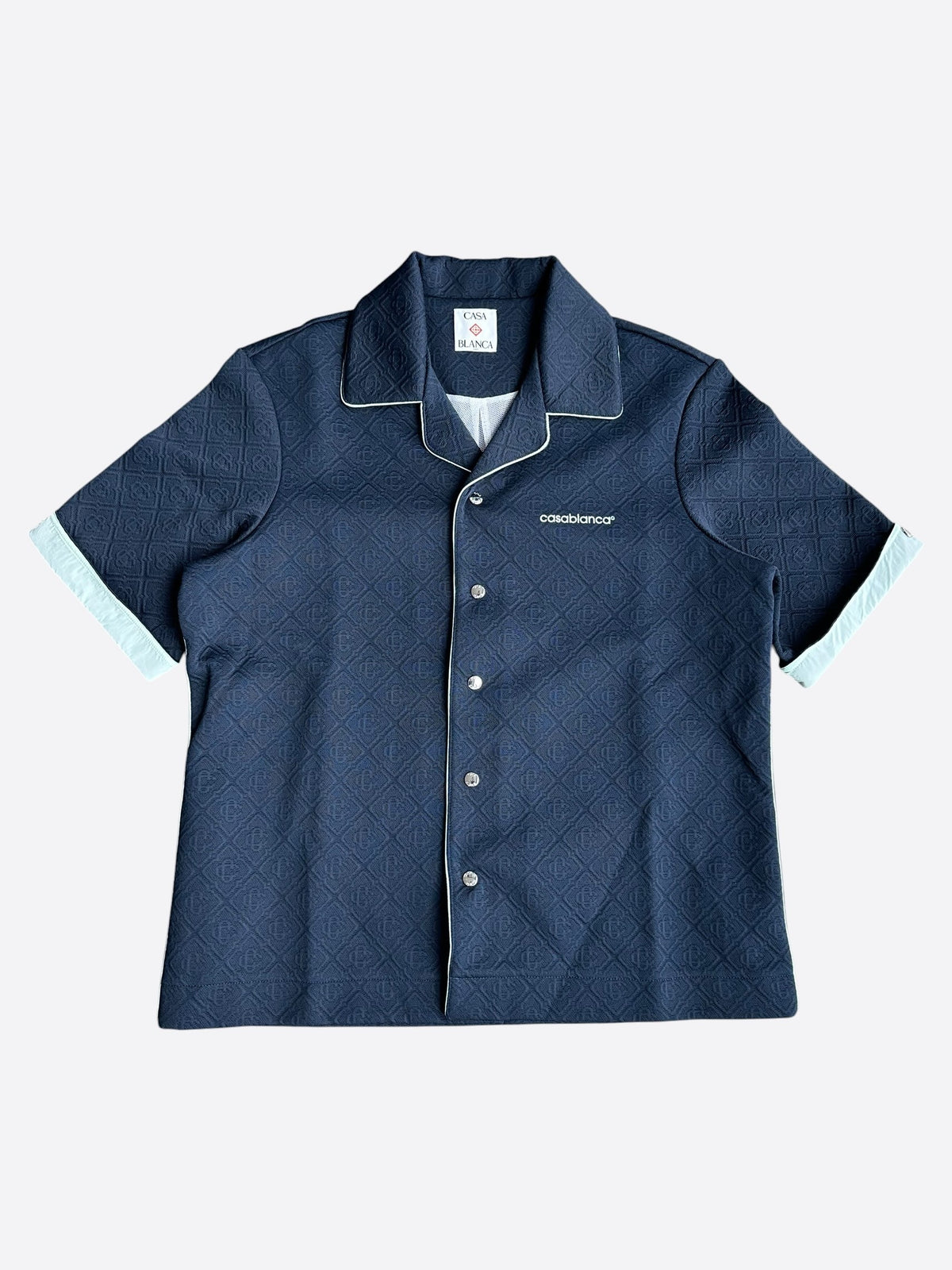 Casablanca Navy & White Jacquard Logo Button Up Shirt