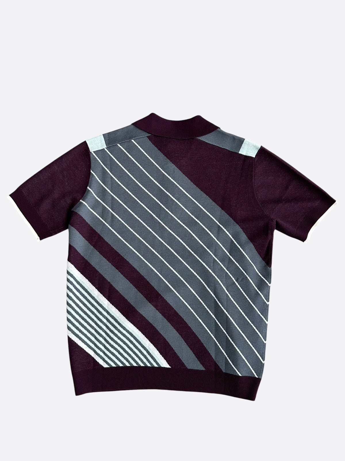 Casablanca Burgundy & Grey Striped Logo Polo T-Shirt
