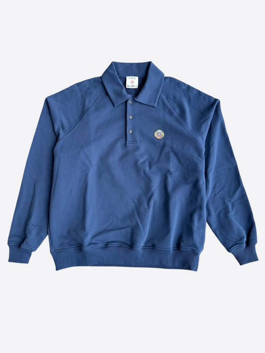 Casablanca Blue & Multicolor Logo Polo Sweater