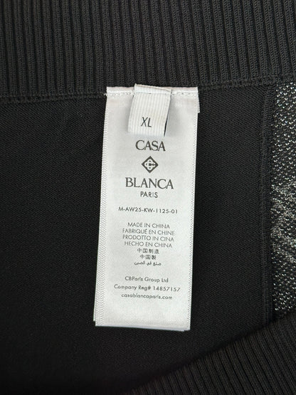 Casablanca Black & Grey Glitter Jacquard Monogram Women's Sweatpants