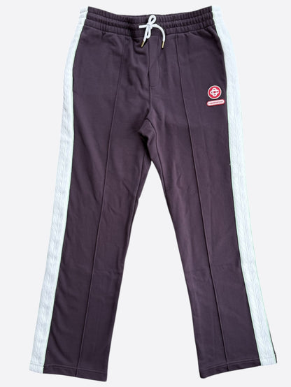 Casablanca Burgundy & White Floral Striped Sweatpants