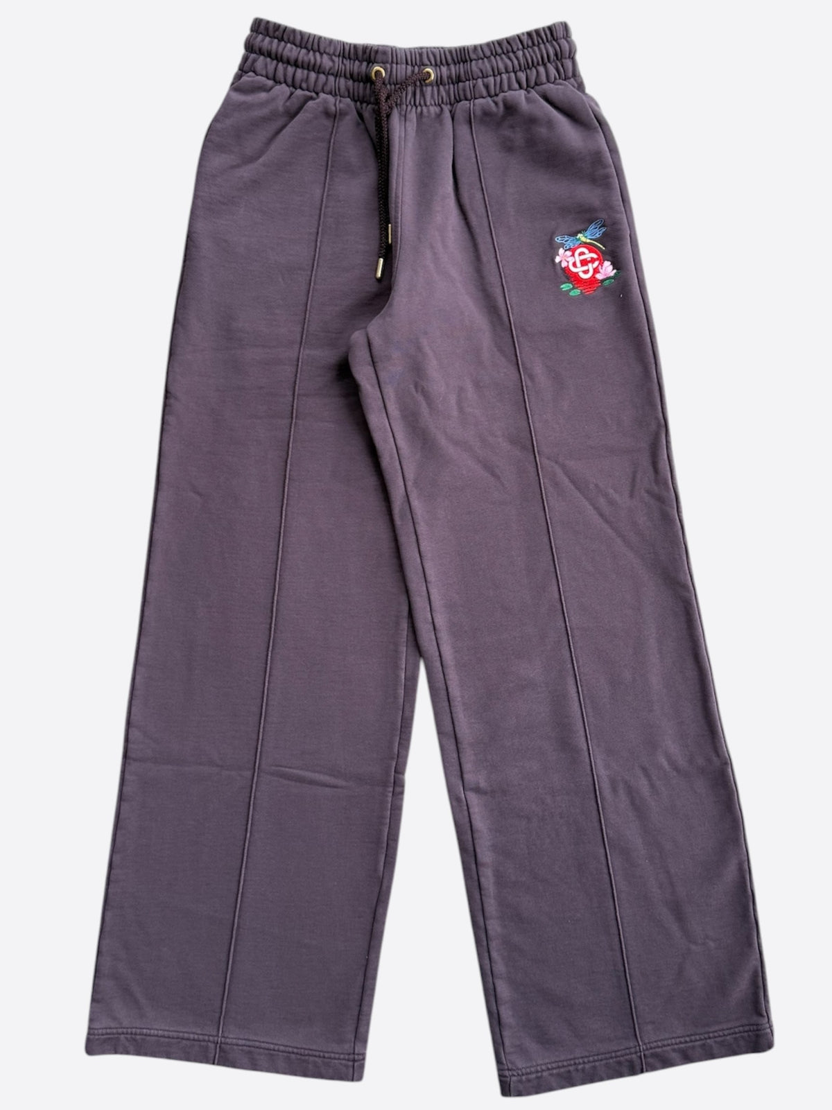 Casablanca Burgundy & Multicolor Embroidered Dragonfly Logo Sweatpants