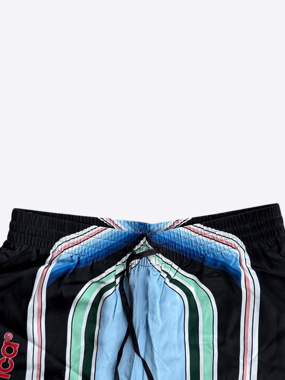 Casablanca Black & Multicolor Mountain Logo Silk Shorts
