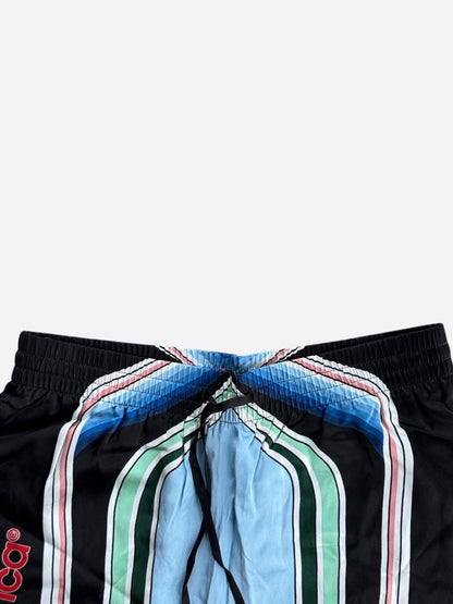Casablanca Black & Multicolor Mountain Logo Silk Shorts