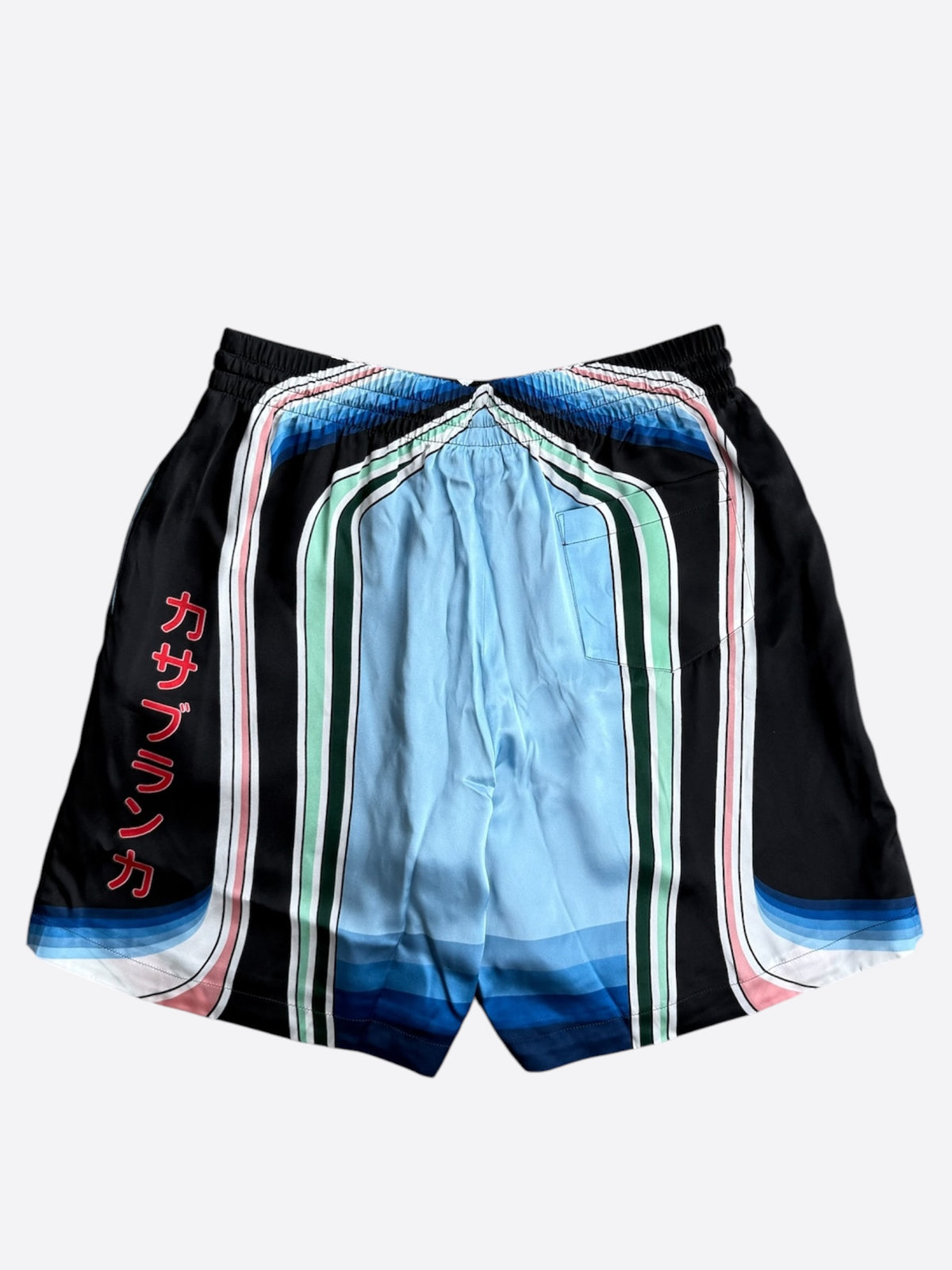 Casablanca Black & Multicolor Mountain Logo Silk Shorts