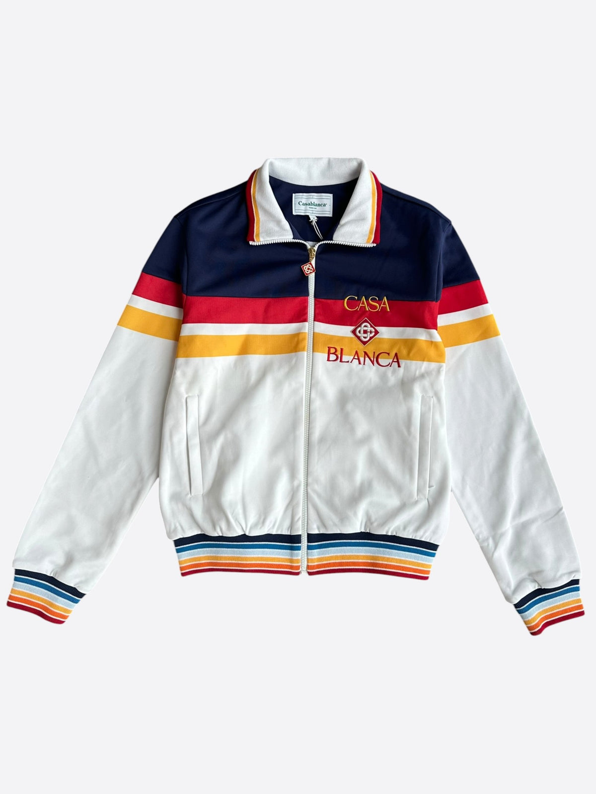 Casablanca White & Multicolor Embroidered Logo Track Jacket