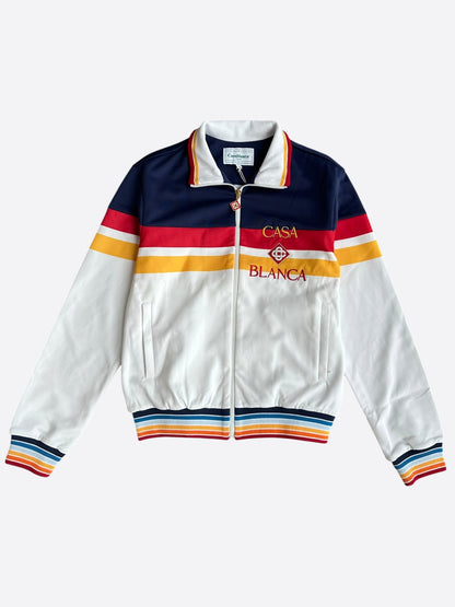 Casablanca White & Multicolor Embroidered Logo Track Jacket