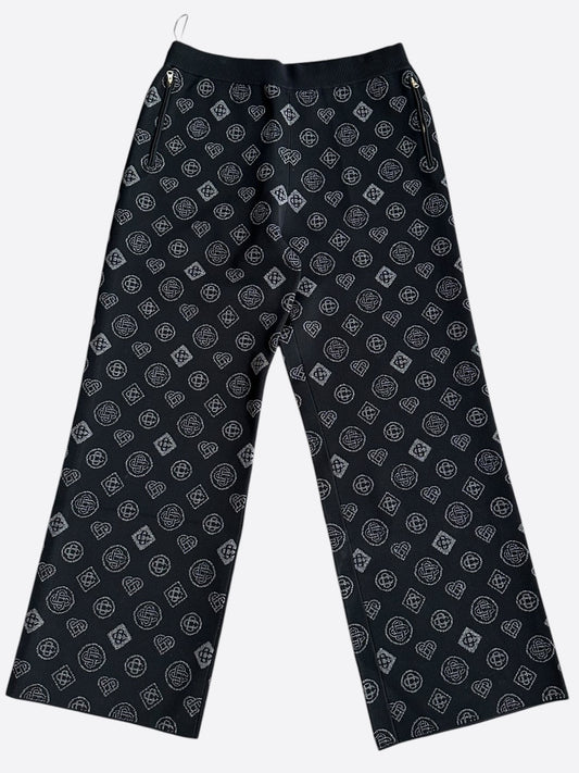 Casablanca Black & Grey Glitter Jacquard Monogram Women's Sweatpants