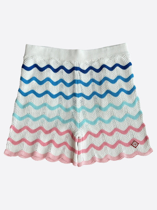 Casablanca White & Multicolor Wave Crochet Shorts