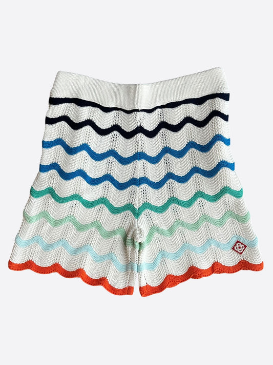 Casablanca White & Multicolor Wave Crochet Women's Shorts