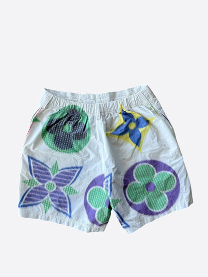 Louis Vuitton White Multicolor Flower Monogram Swimshorts