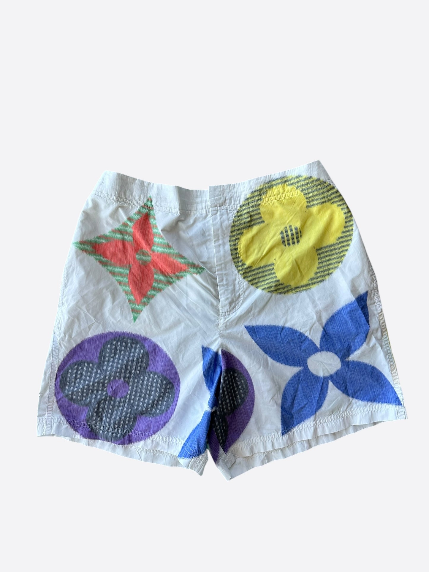 Louis Vuitton White Multicolor Flower Monogram Swimshorts