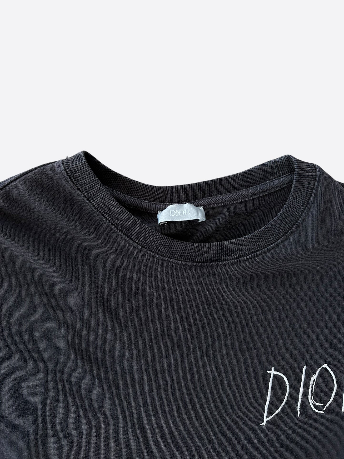 Dior Raymond Pettibon Black & White Embroidered Logo T-Shirt