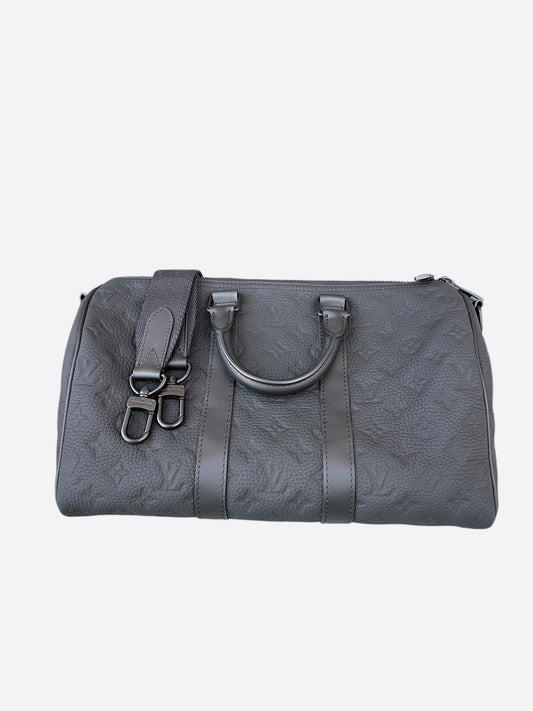 Louis Vuitton Black Taurillon Monogram Keepall 35