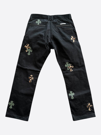 Chrome Hearts Black Cheetah & Green Cross Patch Chino Pants