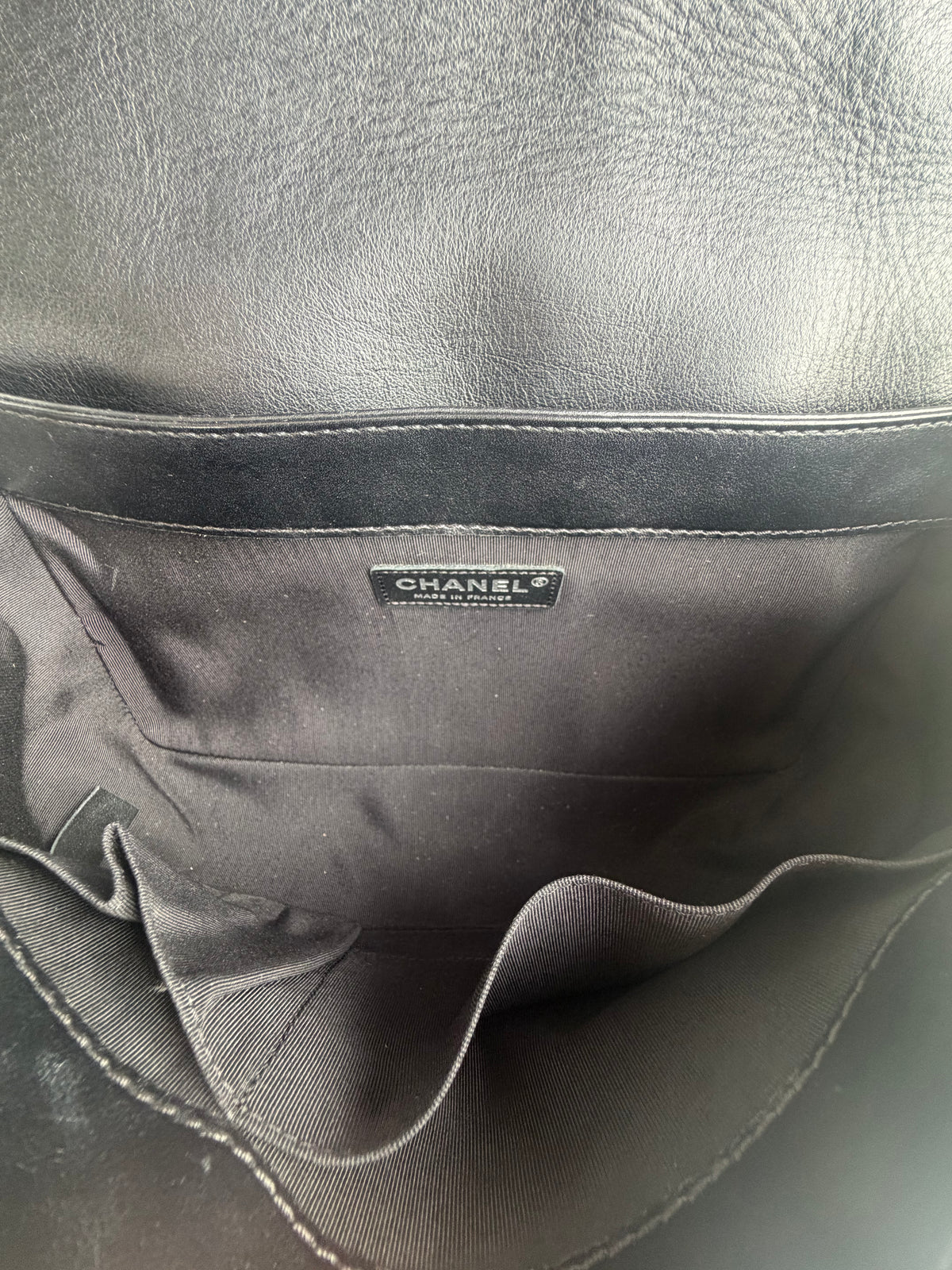 Chanel Black Quilted Calfskin Enchained Medium Boy Bag