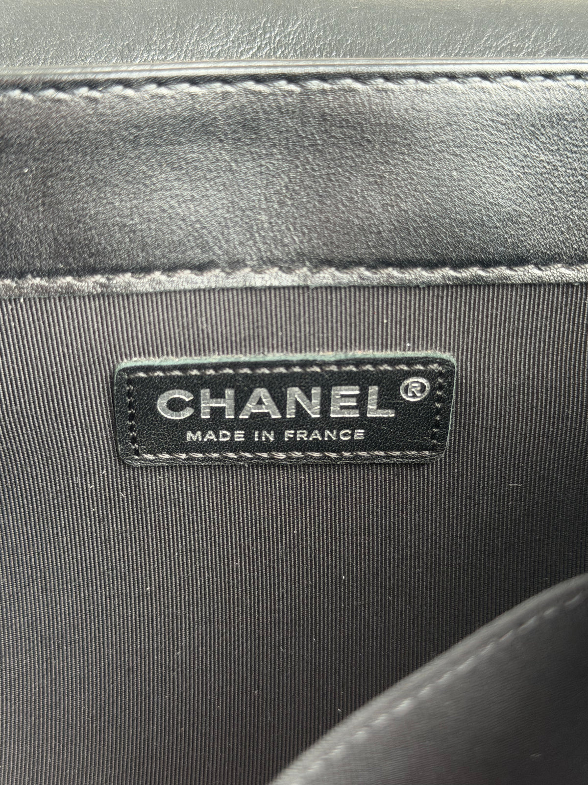 Chanel Black Quilted Calfskin Enchained Medium Boy Bag