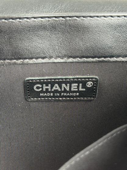 Chanel Black Quilted Calfskin Enchained Medium Boy Bag