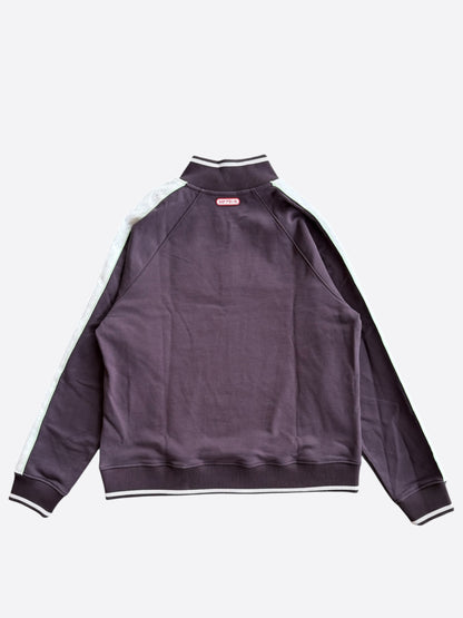 Casablanca Burgundy & White Floral Striped Quarter Zip Sweater