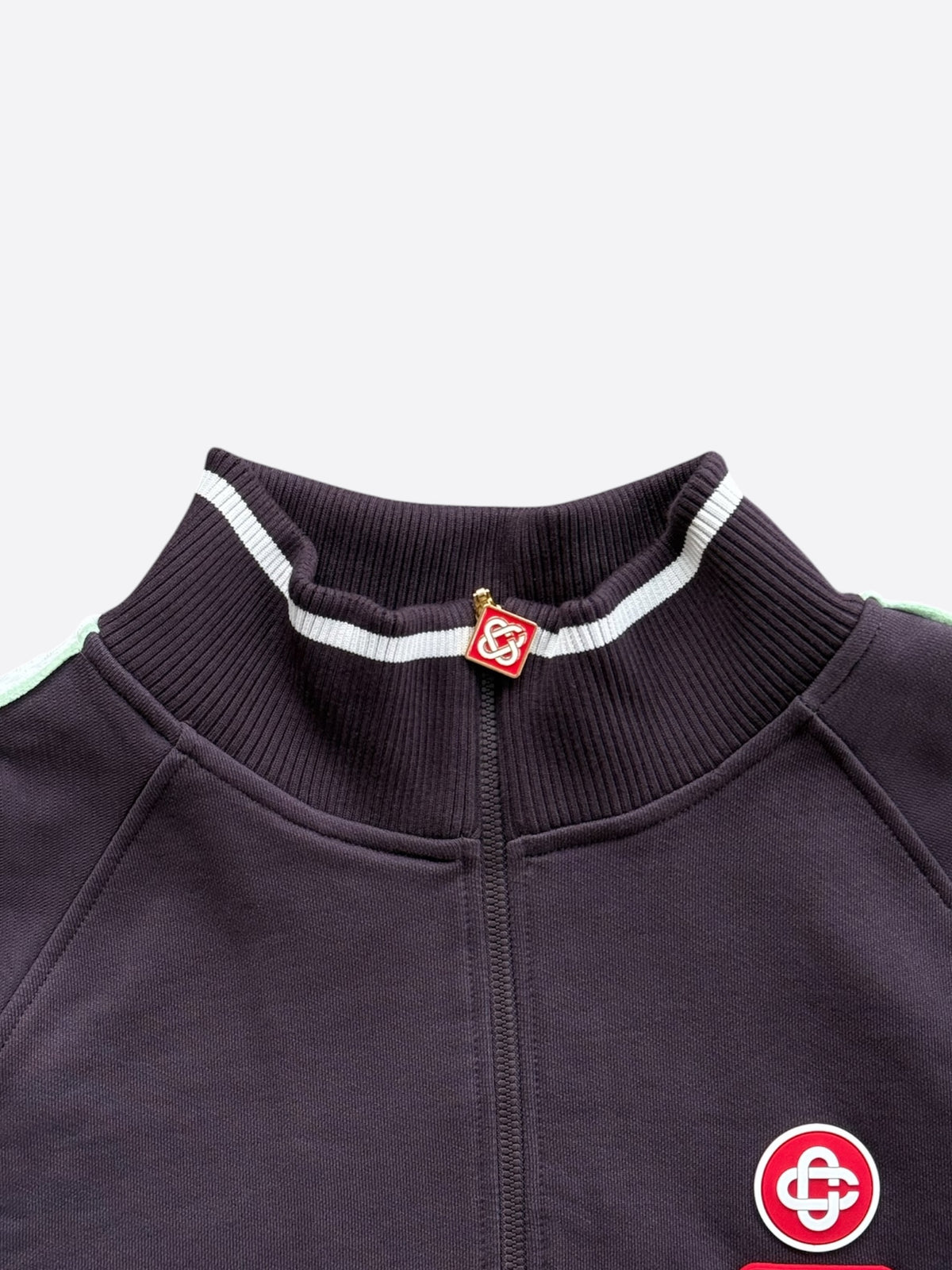 Casablanca Burgundy & White Floral Striped Quarter Zip Sweater