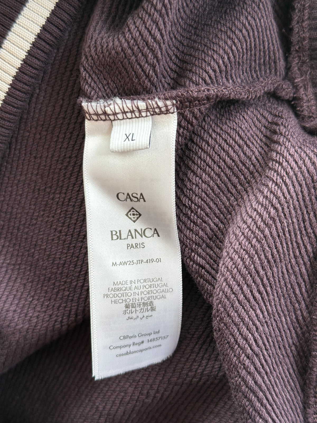 Casablanca Burgundy & White Floral Striped Quarter Zip Sweater
