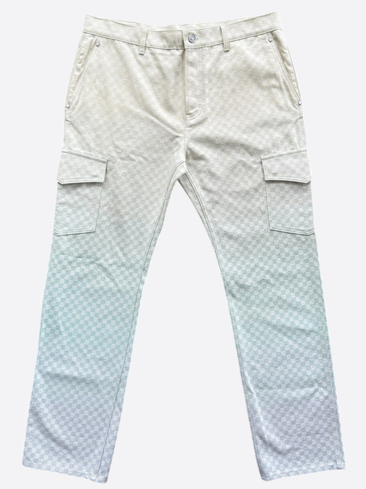 Louis Vuitton White & Gradient Damier Cargo Pants