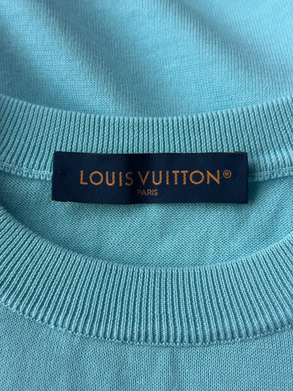 Louis Vuitton Tyler The Creator Blue & Green Dog Graphic Intarsia T-Shirt