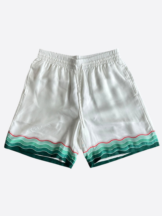 Casablanca White & Green Montagne Ondulee Shorts